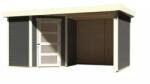 Karibu fából készült kerti ház KARIBU SCHWANDORF 3 + menedékház hátsó és oldalfalakkal 240 cm (77741) terragrau (LG3896)