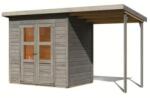 Karibu fából készült kerti ház KARIBU MERSEBURG 3 + egy menedéket 166 cm (9559) világos szürke (LG4435)