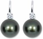 White & Black Classic tahiti gyöngy fülbevaló gyémánttal - kapcsos - 8, 5-9mm (AU14223)