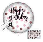Decorata Party Szülinapi fólia lufi 18" 45cm Happy Birthday, feliratozható (LUFI904815)