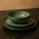  Set vesela 12 piese, pentru 4 persoane, Ceramica, design modern, culoare Verde Serviciu de masa