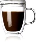  Cana pentru cafea, transparenta, cu capac, perete dublu, capacitate 350ml