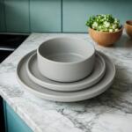  Set vesela 12 piese, ceramica, gri deschis, pentru 4 persoane, design modern Serviciu de masa