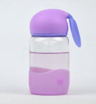  Cana Sticla de apa cu capac tip ureche si baza din silicon, design pastel, mov-lila