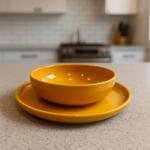  Set vesela 18 piese, pentru 6 persoane, Ceramica, design modern, culoare Galben Serviciu de masa