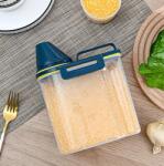  Cutie alimentara pentru cereale, transparenta, design compact, capac etans prevazut cu cana de masurare integrata, 2 L, Verde