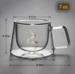  Ceasca pentru cafea, transparenta, perete dublu, material termorezistent, capacitate 200ml