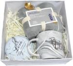  Set cadou 5 piese pentru El, cu cana ceramica de 250 ml si accesorii, Gri Prosop