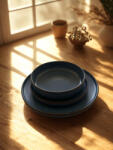  Set vesela 12 piese, pentru 4 persoane, Ceramica, design modern, culoare Albastru marin Serviciu de masa