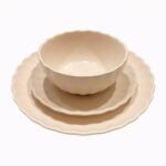  Set vesela 18 piese, pentru 6 persoane, Ceramica, design modern, forma petale, culoare Roz prafuit Serviciu de masa