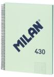 MILAN Тетрадка 1918, А4, малки квадратчета, твърда корица, със спирала, 80 листа, зелена (57143E80GR)
