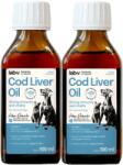 Lab-v Ulei de ficat de cod - 100% ulei de ficat de cod pentru câini și pisici, 2 x 100 ml