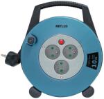 Retlux - 3 aljzatos, E típusú kábeldobos hosszabbító, 10 m, kék/fekete 52001089 (FT1313)