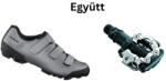 SHIMANO Cipő Mtb Xc100 Férfi Ezüst 43 + Pedál Spd Pdm520 Fekete Stoplival