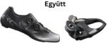 SHIMANO Cipő Országúti Rc702 Férfi Fekete 45 széles + Pedál Spd-Sl Pdr7000 Stoplival