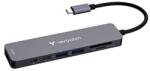 Verbatim 32158, USB-C többportos elosztó Essentials 7-port, 32158, szürke, kábelhossz 18cm, USB-C 3.2 Gen 1, USB-C PD, 2 x USB-A 3.2 (32158)