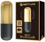Pretty Love Glont Vibrator Mini Massager, 12 Moduri Vibratii, USB, Auriu/Negru, 6 cm Vibrator