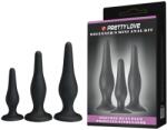 Pretty Love Set 3 Dopuri Anale Pretty Love Mini Anal Kit, Silicon, Negru