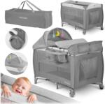 Ricokids állítható fekvőmagasságú prémium Utazóágy kiegészítőkkel és kupolával, 125x78x65, 15kg - Szürke (724200)