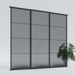  Tolóajtók egy 265 x 260 cm-es gardróbszekrényhez, 3x grafit antiszol üveg illesztésekkel