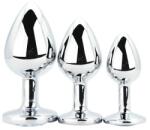 Loving Joy Toosh Dopuri Anale din Metal Argintii Set de 3 Stras Transparent Baza cu Bijuterie pentru Placere Estetica Suplimentara