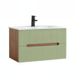 Leziter Trent 80 dulap de baie inferior cu chiuvetă ceramică (2 sertare) stejar apus de soare-verde fistic (TRENT80ASSTVZ)