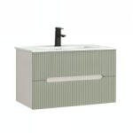 Leziter Trent 80 dulap de baie inferior cu chiuvetă ceramică (2 sertare) alb-verde (TRENT80AFZ)