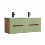 Leziter Trent 120 dulap de baie inferior cu chiuvetă ceramică (4 sertare) stejar apus de soare-verde fistic (TRENT120ASSTVZ)