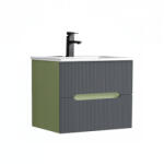 Leziter Trent 60 dulap de baie inferior cu chiuvetă ceramică (2 sertare) verde fistic-gri antracit (TRENT60AVZANTSZ)