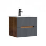 Leziter Dulap de baie inferior Trent 60 cu chiuvetă ceramică (2 sertare) stejar sunset-gri antracit (TRENT60ASSTANTSZ)