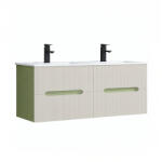 Leziter Trent 120 dulap de baie inferior cu chiuvetă ceramică (4 sertare) verde deschis-alb (TRENT120AVZF)