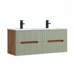Leziter Trent 120 dulap de baie inferior cu chiuvetă ceramică (4 sertare) stejar apus de soare-olive verde (TRENT120ASSTZ)