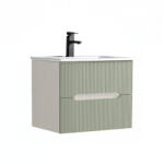 Leziter Trent 60 dulap de baie inferior cu chiuvetă ceramică (2 sertare) alb-verde (TRENT60AFZ)