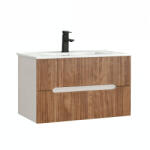 Leziter Trent 80 dulap de baie inferior cu chiuvetă ceramică (2 sertare) stejar alb-sunset (TRENT80AFSST)