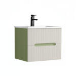 Leziter Trent 60 dulap de baie inferior cu chiuvetă ceramică (2 sertare) verde deschis-alb (TRENT60AVZF)