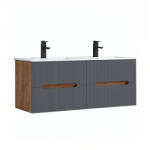 Leziter Dulap de baie inferior Trent 120 cu chiuvetă ceramică (2 sertare) stejar sunset-gri antracit (TRENT120ASSTANTSZ)