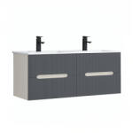 Leziter Trent 120 dulap de baie inferior cu chiuvetă ceramică (2 sertare) alb-gri antracit (TRENT120AFANTSZ)