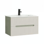 Leziter Trent 80 alsó fürdőszobabútor kerámia mosdóval (2 fiókos) olivazöld-fehér (TRENT80AZF) - leziter