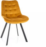 SIGNAL MEBLE Monti Velvet Bársony Étkezőszék Curry Sárga Steppelt (SIG-MONTIVCCU) - prodis