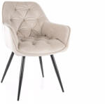 SIGNAL MEBLE Cherry Velvet Bársony Étkezőszék Világos Bézs Fekete Fém Lábakkal (SIG-CHERRYVCJBE30) - prodis