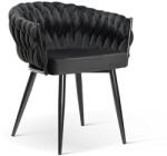 ATREVE ROSA Elegáns Kárpitozott Fotel Fekete Bársony Steppelt (ATE-ROSACHXXBCKBCKI)