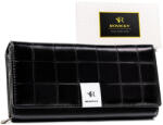Rovicky RPX-20A-3 nagyméretű fekete női bőr-rostbőr pénztárca (60259)
