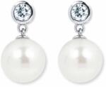 White & Black Igazgyöngy fülbevaló bouton gyémánttal - 7mm édesvízi - fehérarany (AU14238)