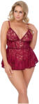 Cottelli Collection Curves - rochie mini din dantelă cu set - roșu (27416953051)