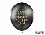 Party Deco Happy New Year lufi, pasztell fekete 30 cm