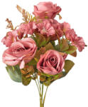 Valex Decor Rózsa selyemvirág csokor, 7 ágú, 43cm magas - Rózsaszín (LD022-03)
