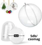  Ajándéktartó szétválasztható gömb műanyag 10cm 5db/csomag - kosarbolt