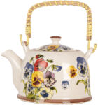 Clayre & Eef Ceainic cu infuzor ceramica multicolora Panselute 18x14x12 cm / 800 ml (6CETE0172deco)