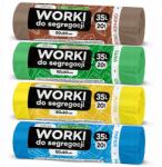 Allbag Erős Szelektív Hulladékgyűjtő Zsák 35L Újrahasznosított Papír Műanyag Üveg Bio (WORKI DO SEGREGACJI ŚMIECI 35L KOLOROWE)