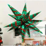 Flippy Balon Stea, Flippy, din Folie de Aluminiu, Tema Craciun, 12 Varfuri, 65 x 23 cm, Verde Rosu (teo-162143)